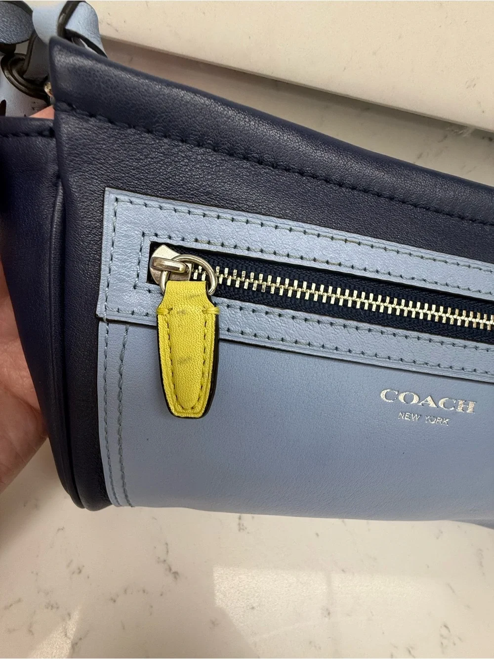 COACH Legacy Two-Tone Leather Zipper Wristlet/Pouch